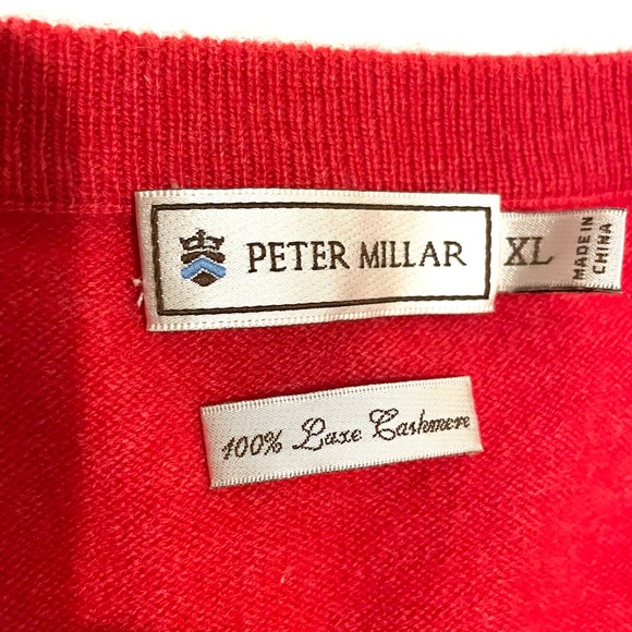 PETER MILLER Men’s V Neck Luxe Cashmere XL Sweater Raspberry - Picture 3 of 7
